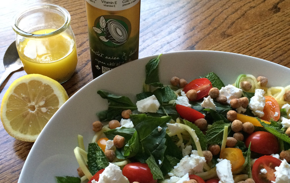 Summer Squash Noodle Salad with Fresh Lemon & Camelina Dressing